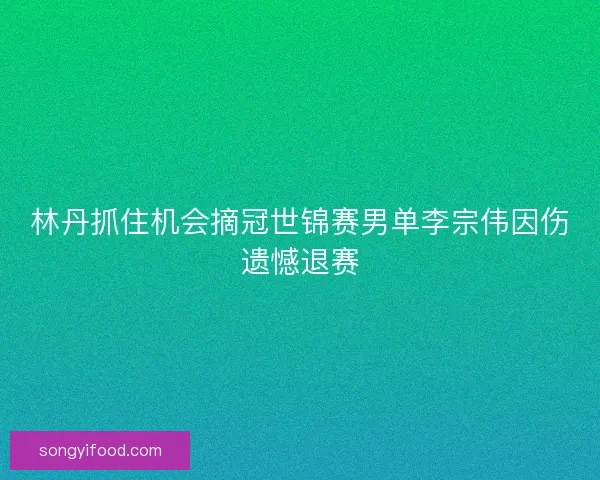 林丹抓住机会摘冠世锦赛男单李宗伟因伤遗憾退赛 林丹抓住机会摘冠世锦赛男单李宗伟因伤遗憾退赛