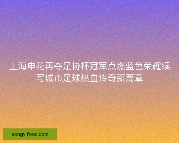上海申花再夺足协杯冠军点燃蓝色荣耀续写城市足球热血传奇新篇章 上海申花再夺足协杯冠军点燃蓝色荣耀续写城市足球热血传奇新篇章