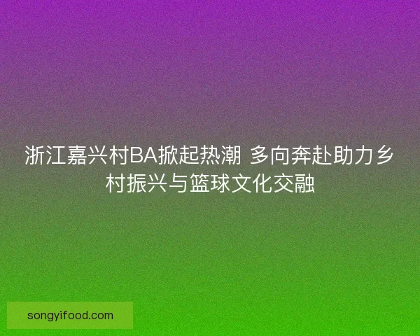 浙江嘉兴村BA掀起热潮 多向奔赴助力乡村振兴与篮球文化交融